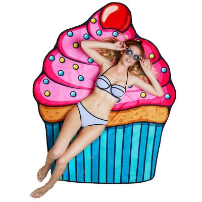 New Fashion Cupcake Shape Cute Lovely Trendy Private Label Soft Close Skin Beach Towel