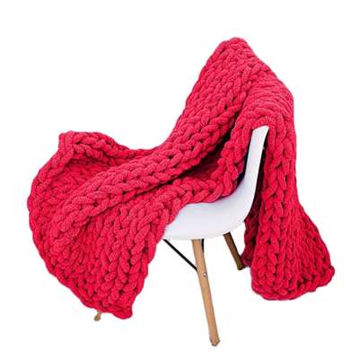 Baby Blankets Knitted Chenille Throw Blankets For Sofa Chenille Chunky Knit Throw Blanket